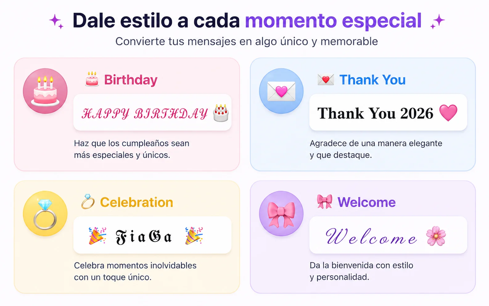 Letras bonitas para momentos especiales: cumpleaños, agradecimiento, celebración y bienvenida